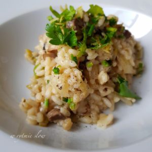 wegańskie risotto z pieczarkami